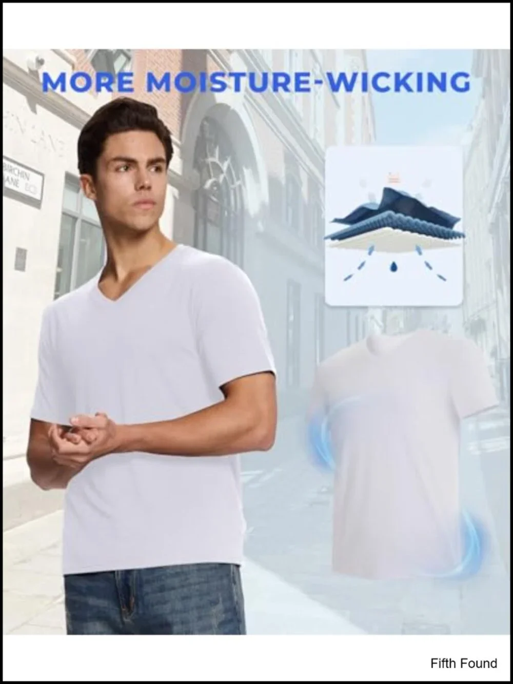 Men's V-Neck Undershirt Breathable Bamboo Viscose Stretchable Tagless 3-Pack